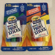 Lot 2-3-Crayola Quick -Dry Paint Sticks Each=6 Paint Sticks