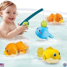Dwi Dowellin Magnetic Fishing Bath Toys   Wind-up Swimming Fish, Duck  Whale