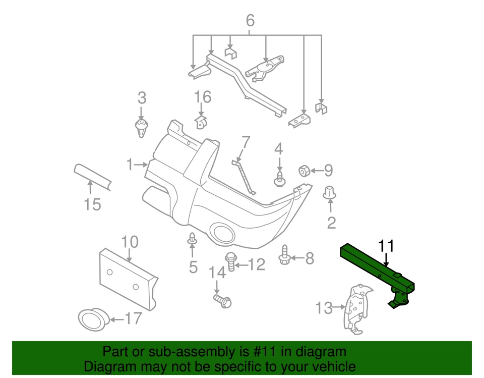 Original Nissan Frontier 2001-2004 - Refuerzo de cubierta de parachoques 62030-9Z410 Foto 2 de 2