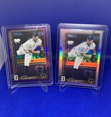 2025 Topps Series 2 Jack Flaherty #504 Purple Foil /250 & Rainbow Foil Lot (2)