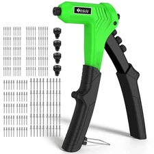 Rivet Gun with 200PCs Rivets One-Handed Pop Rivet Gun Set Professional Hand R...