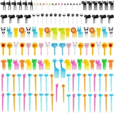 106pcs Food Picks For Kid,Fun Cute Mini Reusable Cartoon Animal Fruit Toothpick