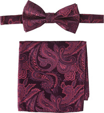 STACY ADAMS mens Classic Pretied Bow Tie With Pocket Square