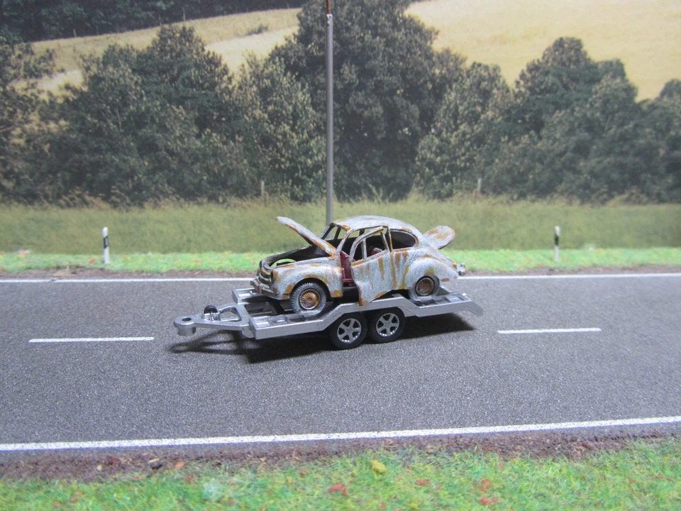 1:87 DKW F89 Oldtimer Scheunenfund Trailer Alufelgen Patina Türen Offen UNIKAT - Bild 4 von 4