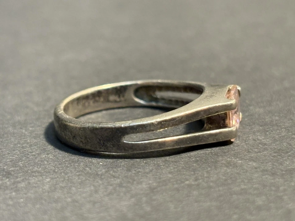 Anillo Vintage Plata de Ley 925 y Piedras Preciosas Rosa Talla 8.5 Foto 4 de 4