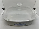 Vintage Corning Ware Blue Cornflower Square Casserole Dish with Lid 10”x”10”x2”