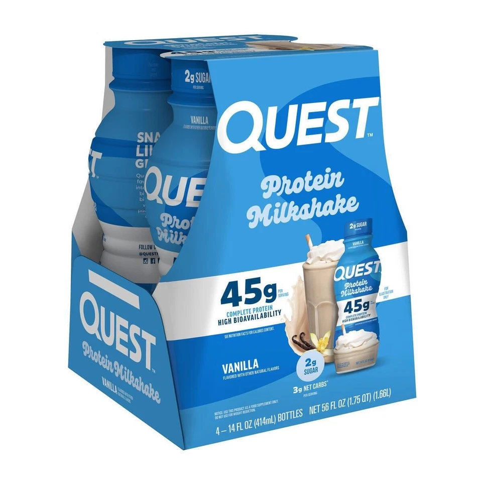 Quest Nutrition, 45g High Protein Vanilla Milkshake Ready to Drink, 4 Count - Image 4 of 4