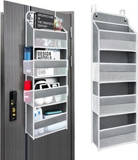 Over The Door Organizer Grey 4 Shelves 4 Side Pockets, 44lb Capacity