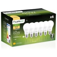 6X Led-Lampe E27 A60 8W = 60W 880Lm 3000K Warmweiß 260° Lumiled