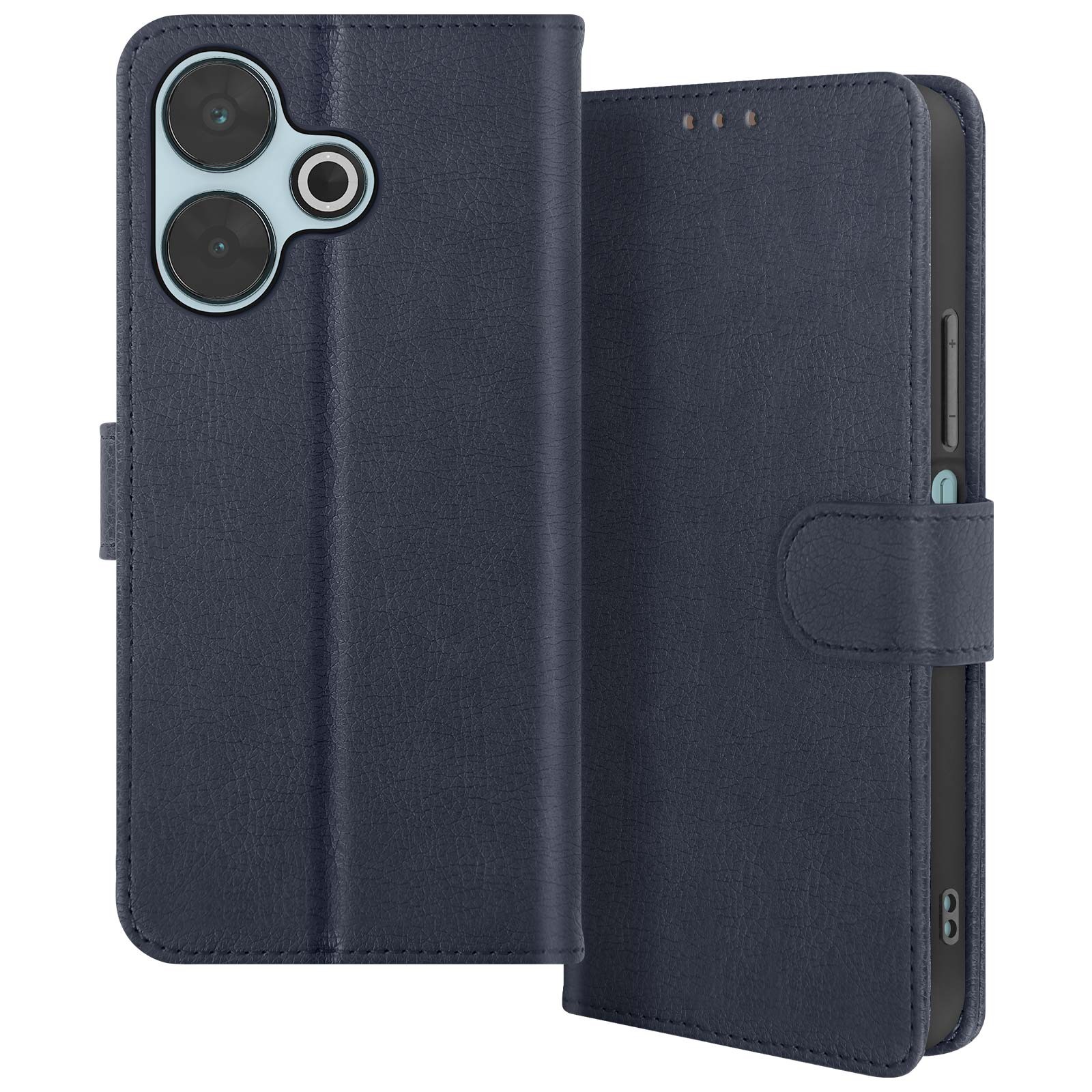 Étui en simili cuir Xiaomi Redmi 13 bleu nuit avec support vidéo Avizar