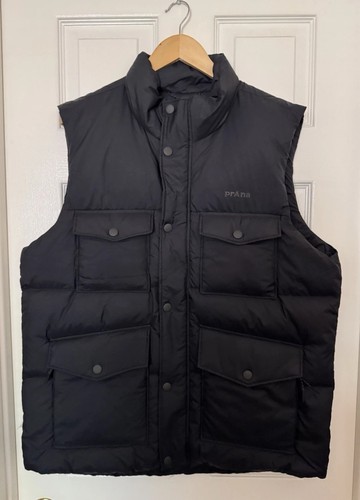 Prana Men’s Large Timber Trail Down Water-Resistant Full-Zip Black Puffer Vest