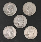 Five Washington Silver Quarters Lot / 1950s / Lot 2532-52