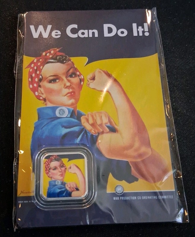 2026 1 Gram ROSIE THE RIVETER Silver Bar – Colorized in Card – We Can Do It!