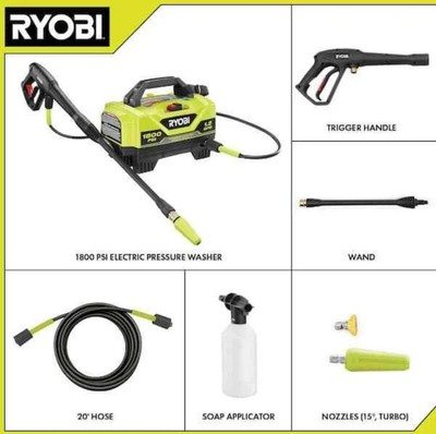 #ad Ryobi 1800 Max PSI 1.2 GPM Cold Water Electric Pressure Washer $79.99