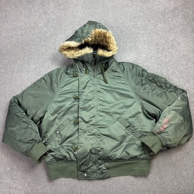 N 3B Jacket Womens Medium Green Extreme Cold Parka Snorkel Hood Coat Lady*