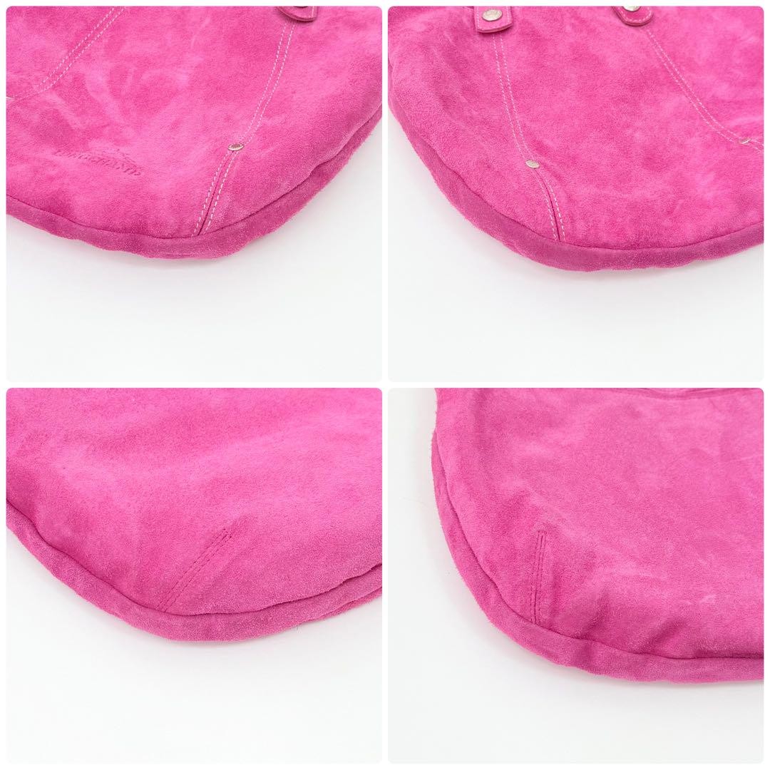 Longchamp Pink Suede Hobo Shoulder Bag 2005 28x40x3cm Used