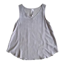 M.A. Dainty Womens Size 10 Silver Gray 100% Silk Sleeveless Blouse Curved Hem