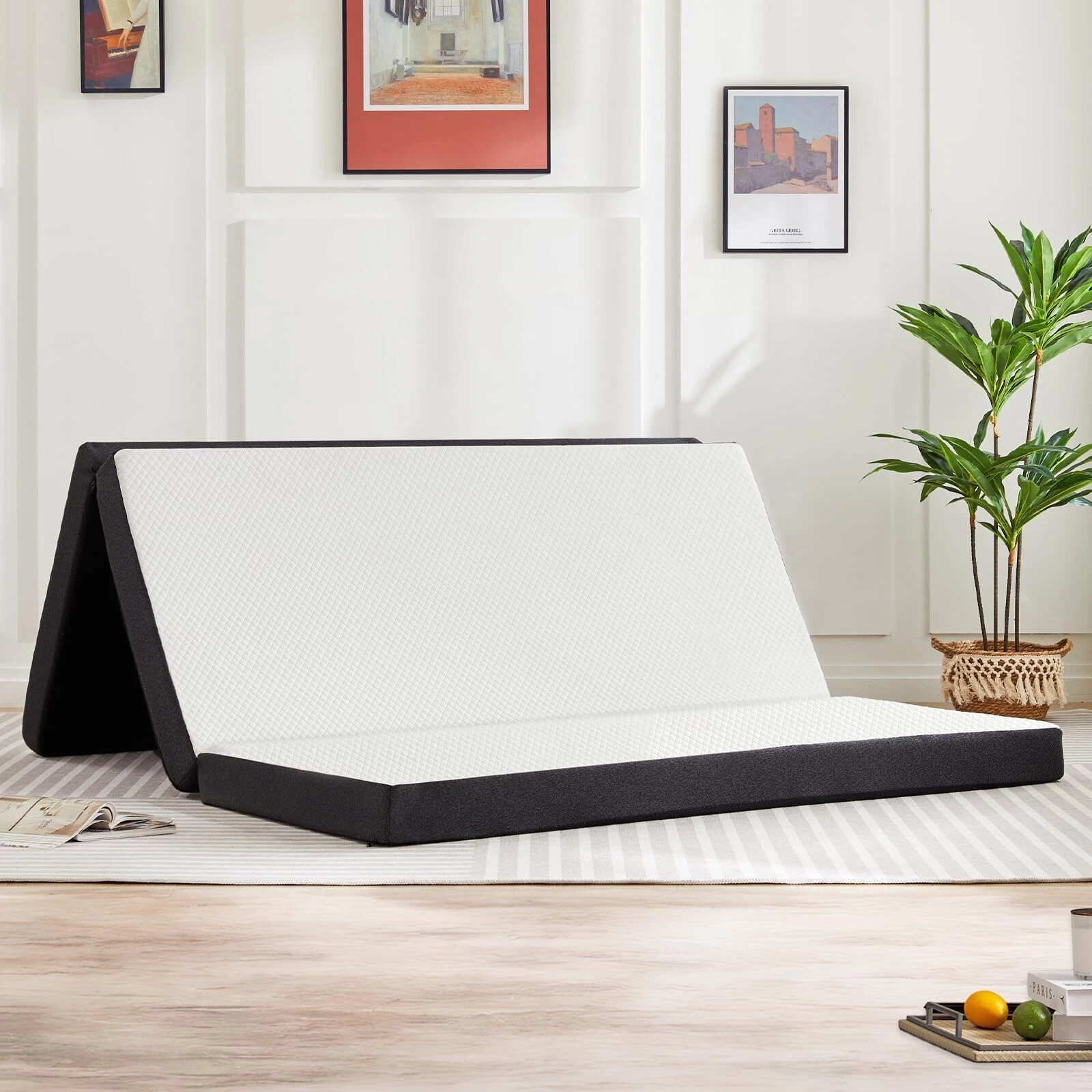 Folding Mattress Full Size 3-Inch Tri-Fold Mattress with Memory Foam for Camping
