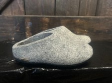 Glerups Slip-On Gray Wool Slipper With Black Rubber Bottom - EU Size 36