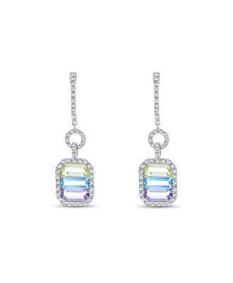 Lavendelquarz, rosa Amethyst & Blautopas Diamant Ohrhänger