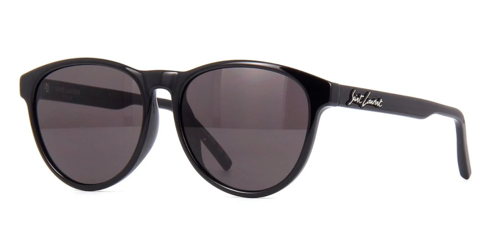 Nuovi occhiali da sole SAINT LAURENT SL335 F 001 56mm nero argento scritta oversize Italia