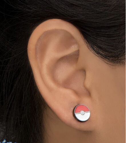 1 Pair Pokemon Ball PokeBall Stud Cute Earrings Stainless Steel - Picture 2 of 5