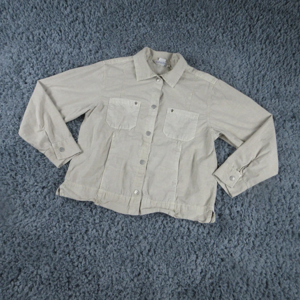 Chaqueta Fresh Produce Mujer Pequeña Beige Denim Manga Larga Botón Foto 2 de 4