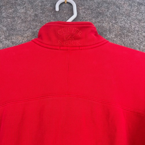 Cutter & Buck Sweater Mens Medium Red 1/4 Zip Pullover Outdoors Cotton Golfing - Picture 6 of 10