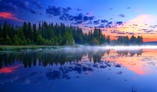 Landscape morning mist grand teton national park forest Custom Gaming Mat Desk