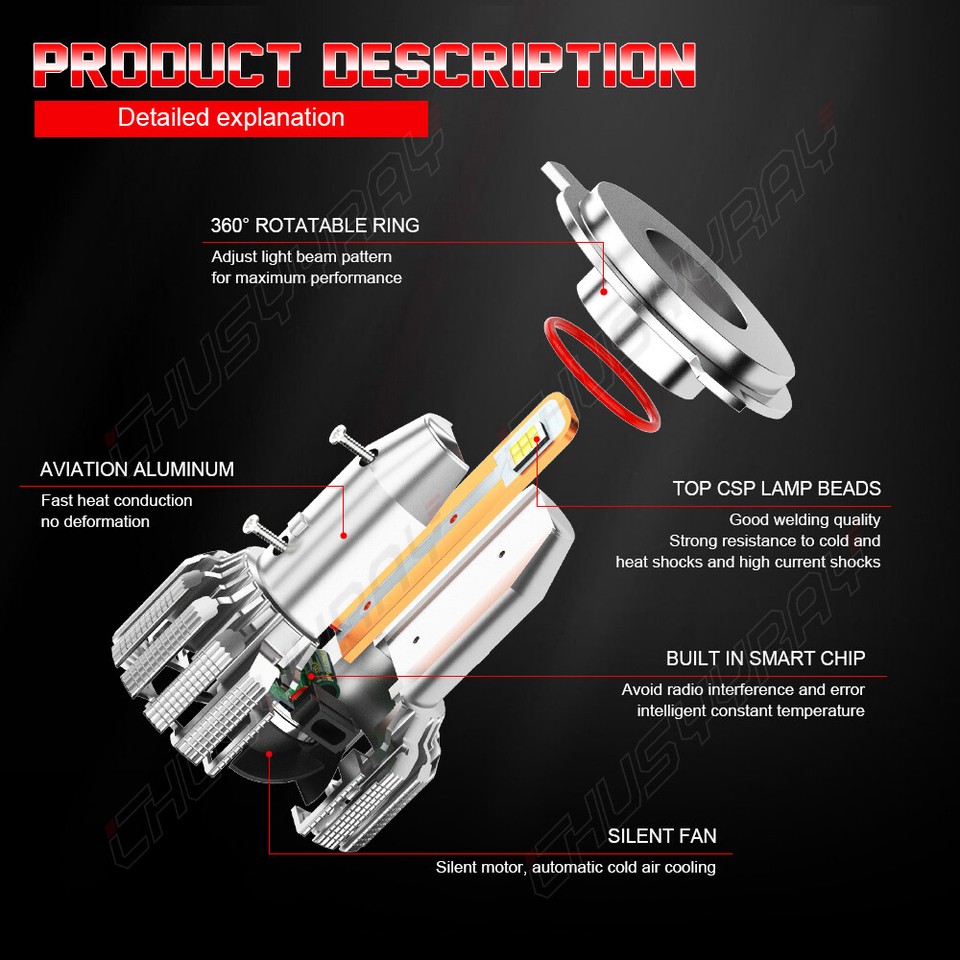 For 19972004 Toyota High & Low Beam 2x H4 9003 LED Headlight