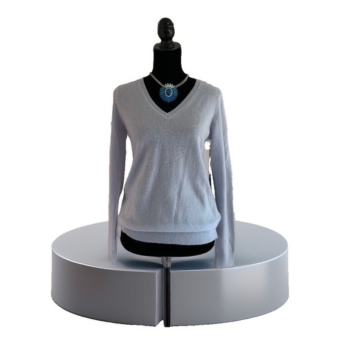 T Tahari Split-Neck Contrast-Trim Sweater Top Women's S White
