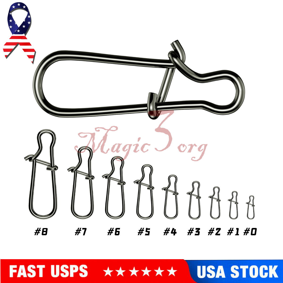 100/200pcs Fishing Duo Lock Snap Fastlock Clips Stainless Steel Bass  40-220Lb | eBay