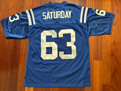 NFL SUPER BOWL PATCH REEBOK COLTS FOOTBALL JERSEY sz 50 Med  SATURDAY 63 AUTH EQ