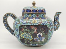 Antique Chinese Cloisonne Enamel Teapot
