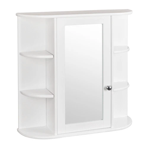 3-tier Single Door Mirror Indoor Bathroom Wall Mounted Cabinet Shelf White US - Picture 6 of 16