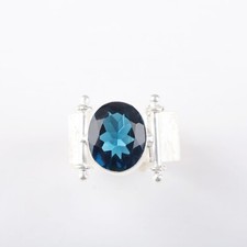 London Blue Topaz Gemstone 925 Sterling Silver Ring, Band Ring, Handmade Ring.