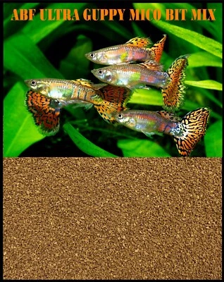 AQUATICBLENDEDFOODS ABF ULTRA GUPPY MICRO BIT MIX,Guppy,Endlers,most small Fish,Spirulina ABF320