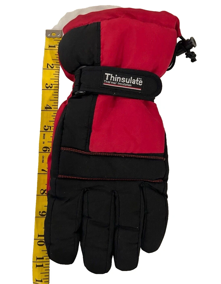 Thinsulate Thermal Snow Gloves Nylon Red/Black Adjustable Wrist Size M/L - Image 4 of 4