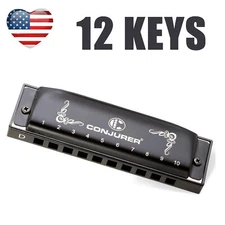 CONJURER Blues 10 Hole Harmonica for Beginner Professional Diatonic Harmonica