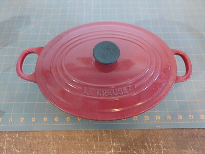 Le Creuset France OVAL DUTCH OVEN #25 Red Qt Enamel Cast Iron w Lid 
