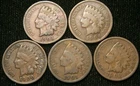 1900 1901 1902 1903 1904 1c Indian Head Cent Penny Set Lot 5 Coins , Circulated