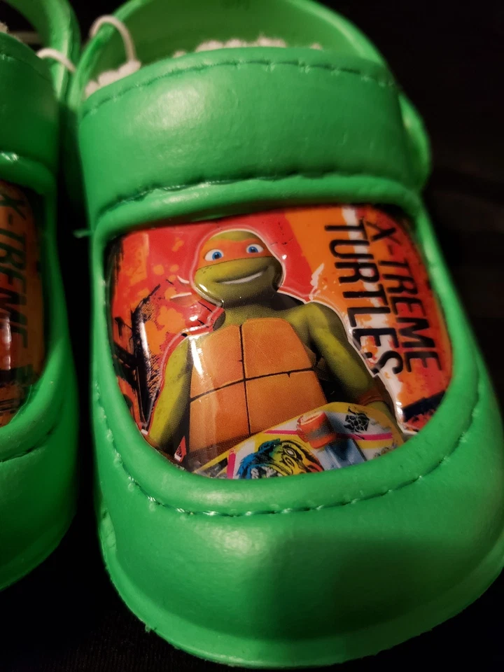 Nickelodeon TMNT 忍者神龟木屐带毛皮幼儿尺寸 5/6 — 第 3/4 张图片