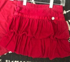 New GYMBOREE Sz 6 Red Wine Corduroy TIERED RUFFLE Bubble SKIRT Elastic Mini