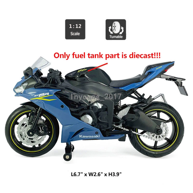 1/12 Kawasaki Ninja ZX-6R Motorcycle Model Diecast Toy Vehicle for Kids Blue - Image 2 of 4