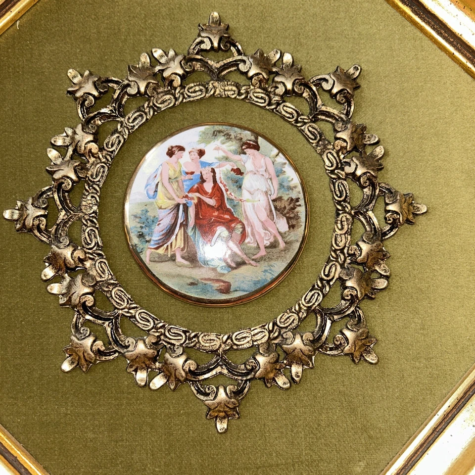 Sungott Art Studios NY Porcelana Esmaltada a Mano Borde Oro 24K Enmarcado 11.5x11.5 @2 Foto 2 de 4