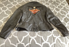 Womans Harley Davidson Leather Jacket Chrome Gear Made in USA Size 18