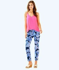 LILLY PULITZER KELLY SKINNY ANKLE PANTS NAVY IN REEL LIFE SIZE 2 NWT