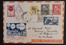 1962 Poznan Poland  Postcard Cover to Dabrowa Balloon Flight Stalin Stamps