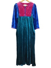 Vintage Saybury Velour Housecoat Pullover Robe Dress Color block Design Size L