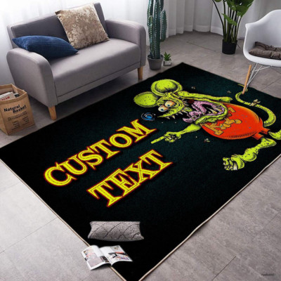 Personalized Hot Rod Garage Doormat Rat Fink Mat Muscle Car, Non-slip Mat Decor